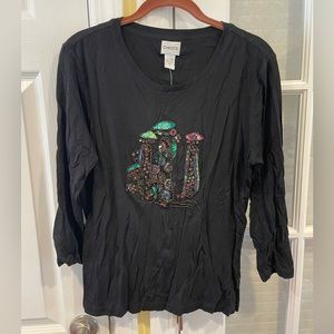 Chico's Black Blouse with Colorful Embellishments